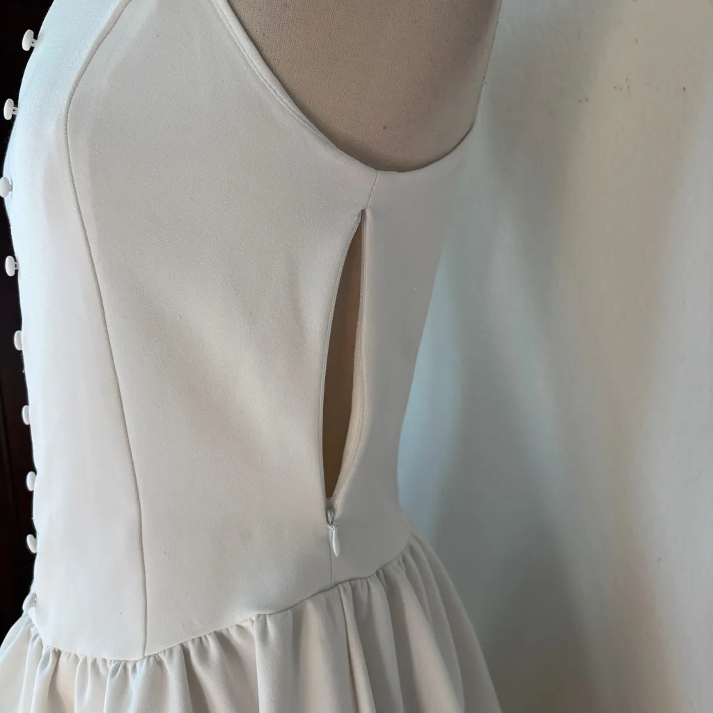 Solid White Drop Waist Sleeveless Button Front Dress - Image 5