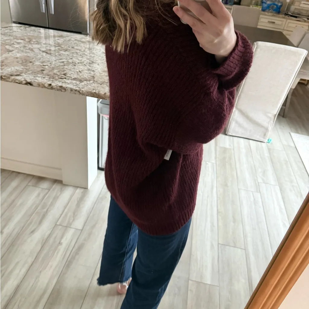 Old Navy Cozy Shaker Knit Cardigan Burgundy Size XXL - Image 5