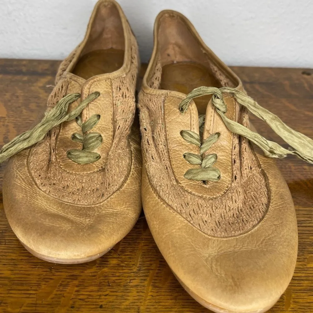 Naya Leather Lace‎ Up Flats Tan Size 7 - Image 3