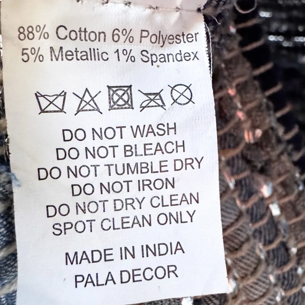 Anthropologie Studio Maybelle Handwoven Large Denim Tote Bag Blue and Silver - Image 11