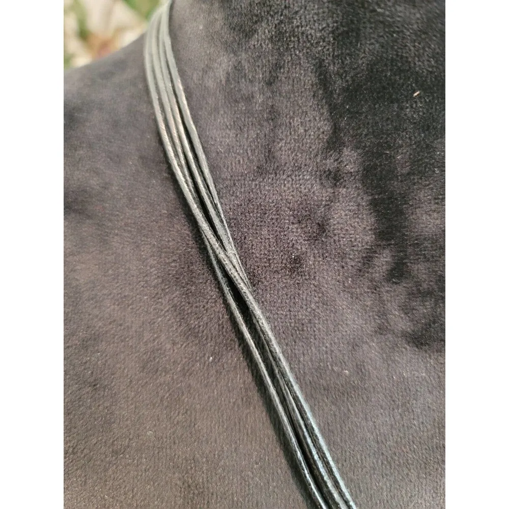 Women Fashion Premier Designs Easy Living Leather Cord with Pendant Silver Tone - Image 3