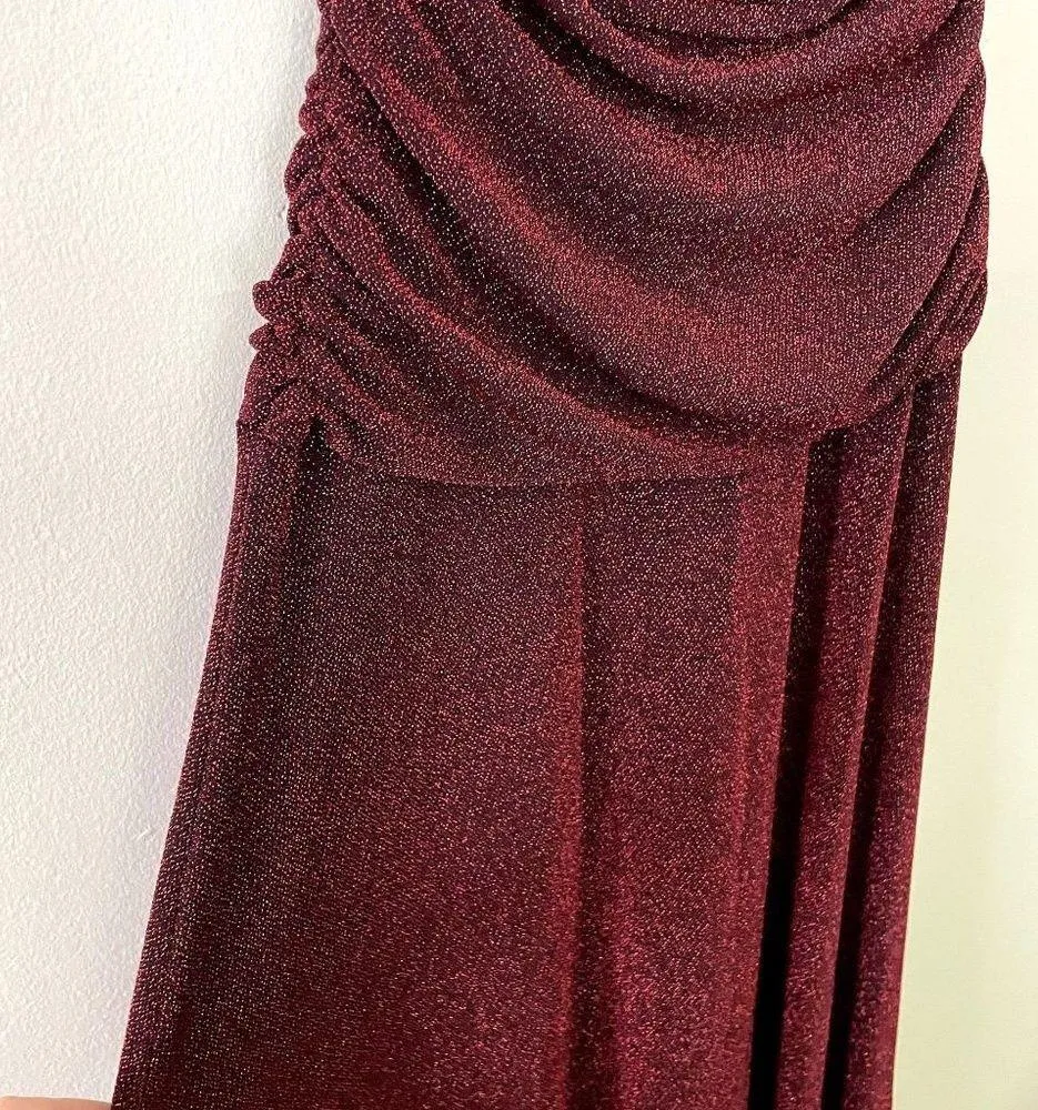 Nightway red sparkle formal maxi dress scoop neck classic nylon metalic spandex - Image 3