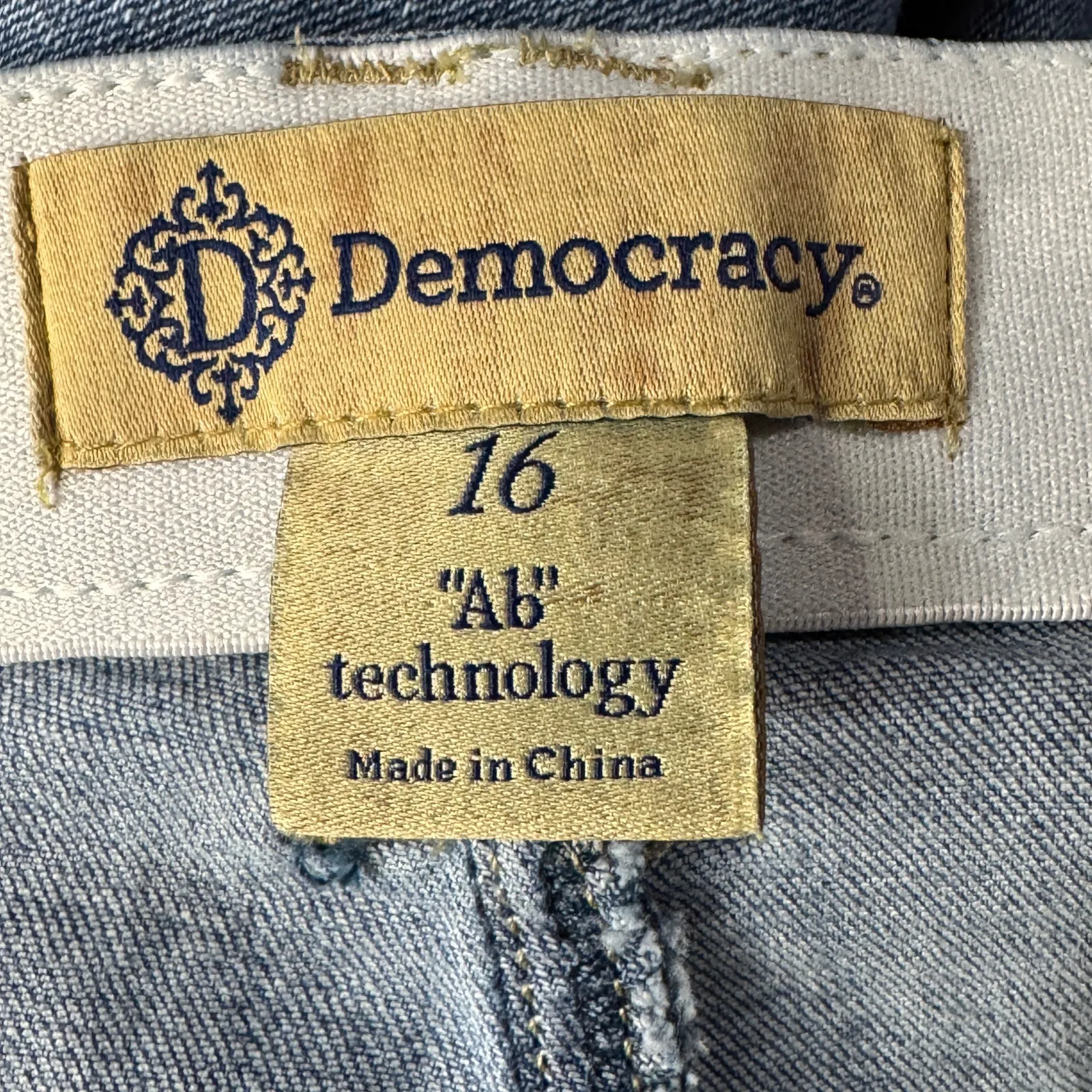 Democracy SZ 16 "Ab"technology Wide Leg Jeans Stretch Frayed Hem Hi-Rise Pockets - Image 7