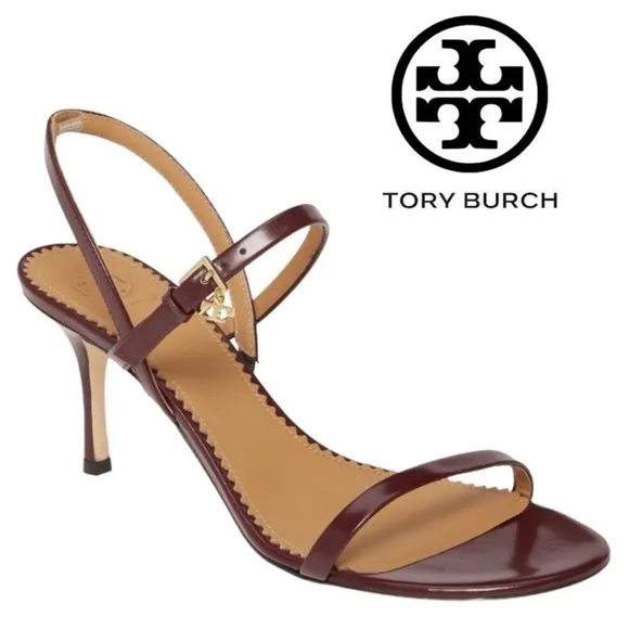 Tory Burch Penelope Slingback High Heel Sandals Malbec Burgundy Strappy Size 10 - Image 2
