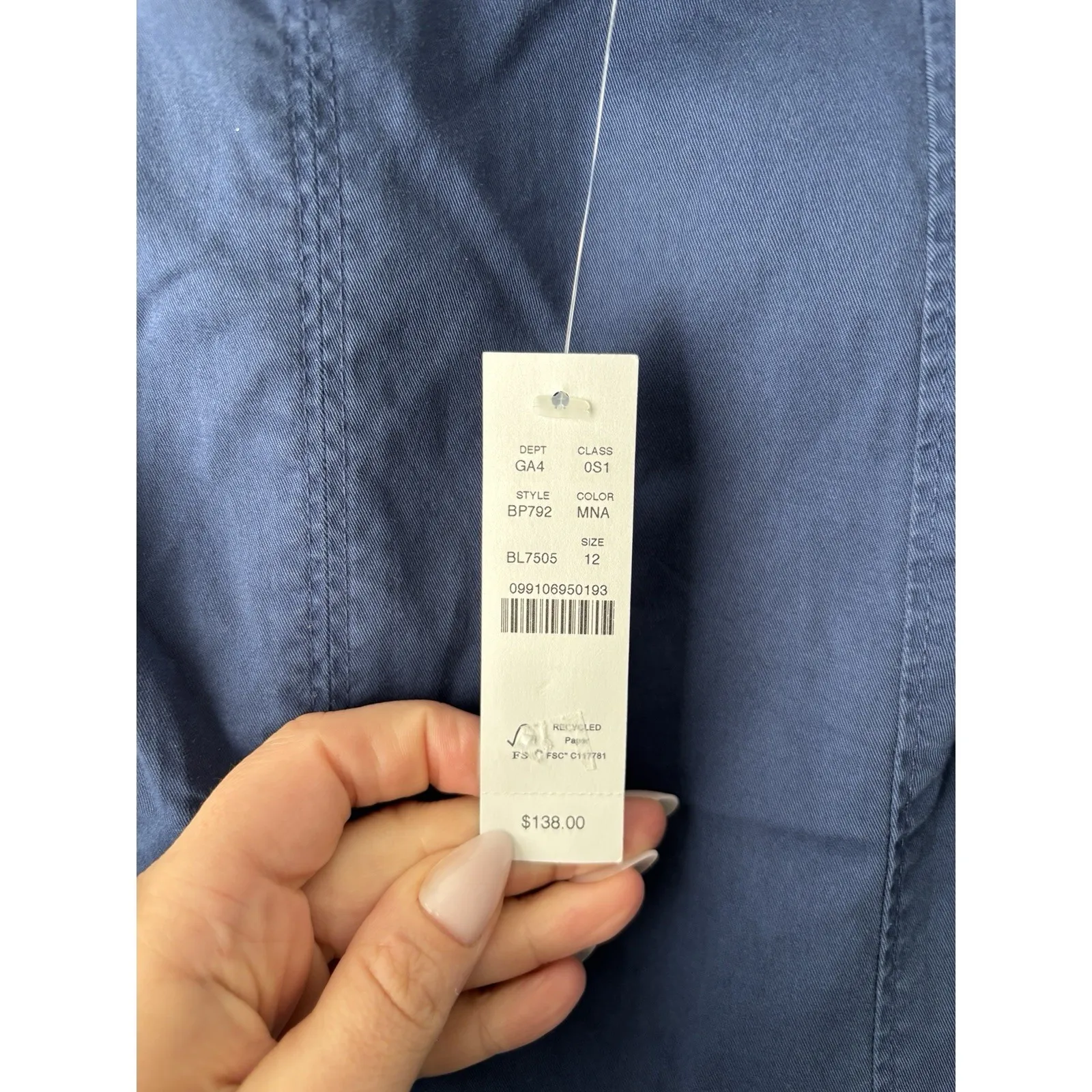 J.Crew Fitted Lightweight Chino Cotton Dress Mediterranean Navy Size‎ 12 NEW - Image 8