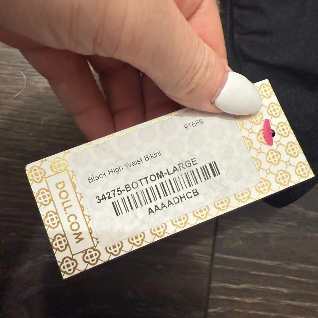 Doll Women’s Large Black High Waist Swim Bottom New - Image 2