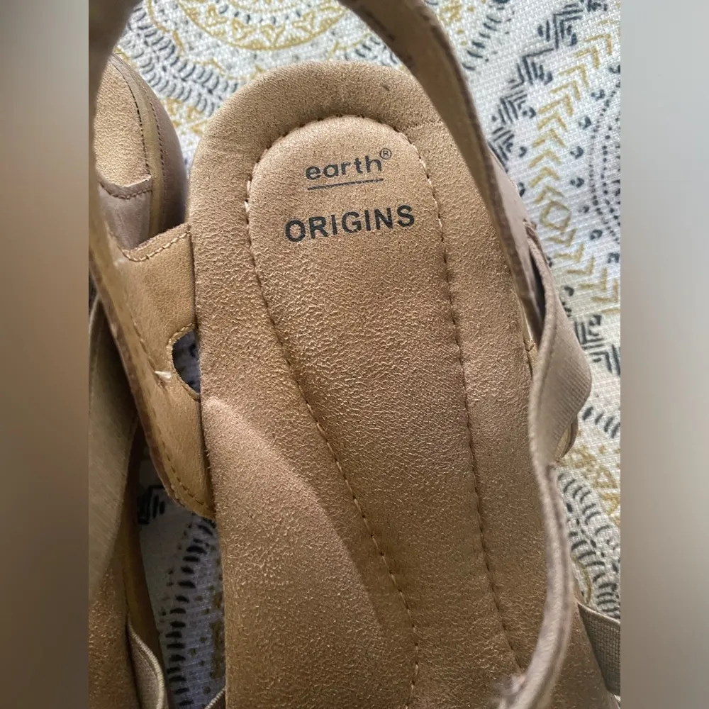 Earth Origins Stella Sasha Sandals Womens Size 8 M Beige Leather Strappy Shoes - Image 7
