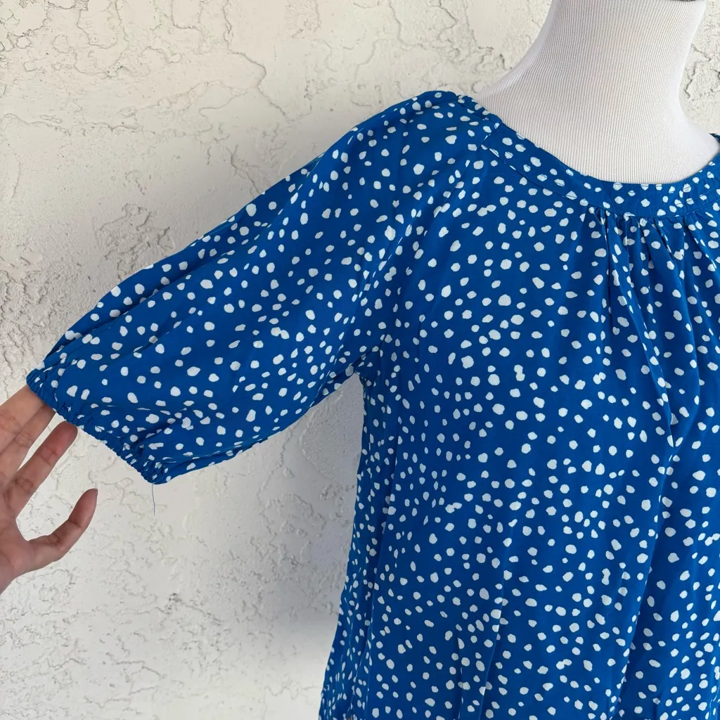 Stylish Blue and White Polka Dot Blouse Size M - Image 3