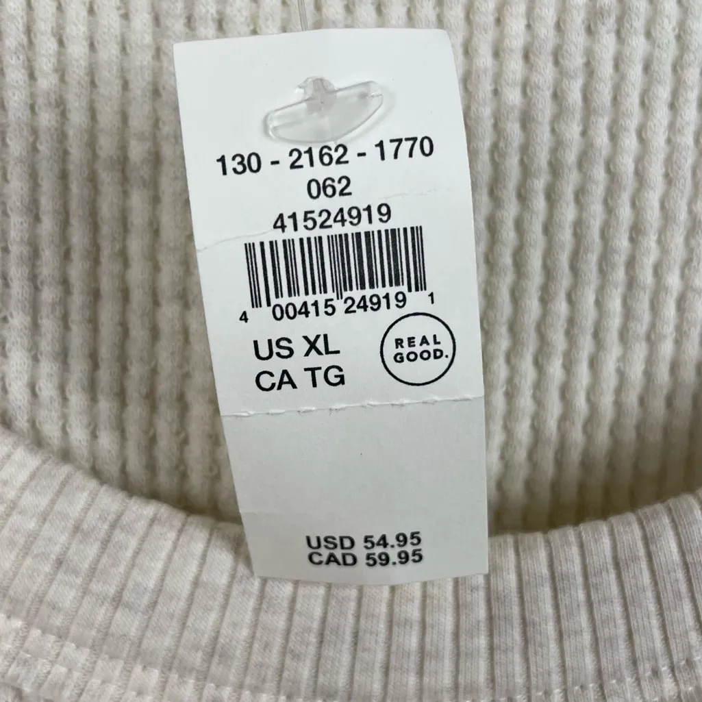 NEW OFFLINE By Aerie Waffle Oversized T-Shirt Women's Size XL Cream Scoop Neck - Image 6