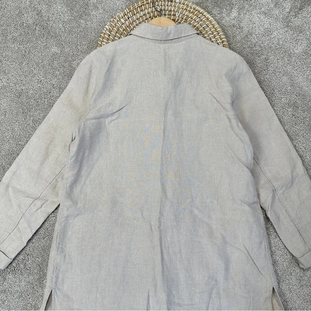 J. Jill Love 100% Linen Women’s Trench Long Coat Button Front in Beige MP Tan Size undefined - Image 10