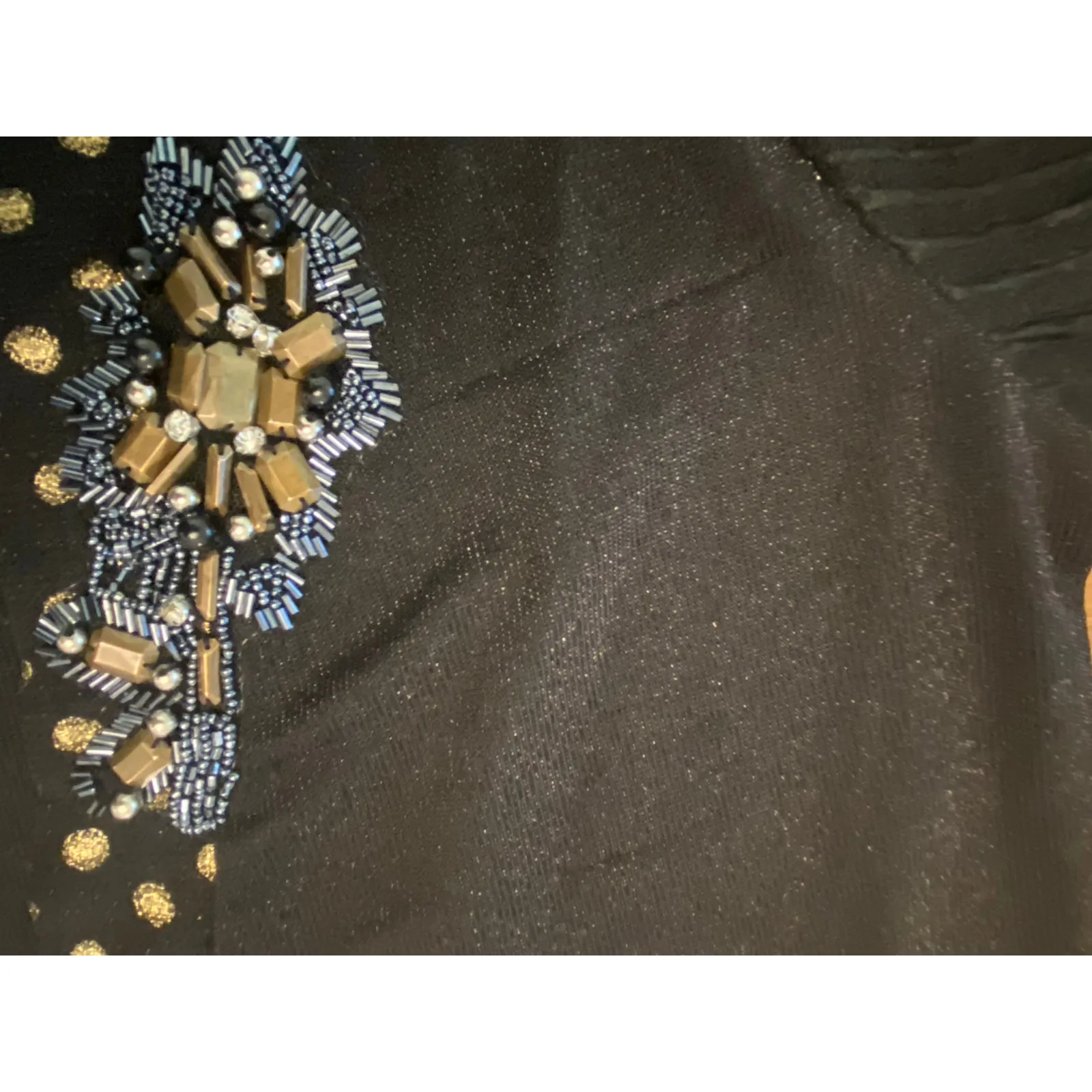 Indigo Moon Black Beaded Open Front Duster Kimono Bell Cuff Small Boho Artwear Gold - Image 8