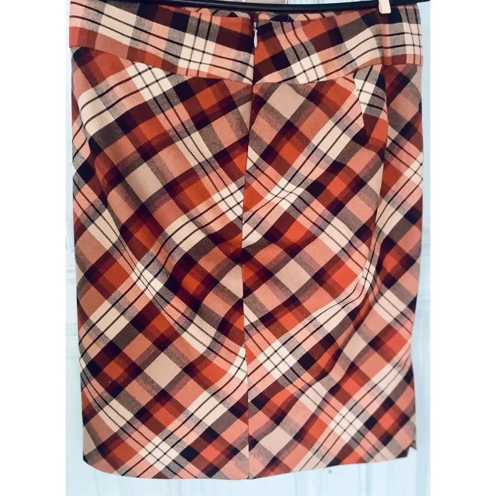 The Limited Y2K Pencil Skirt Plaid Women's Size 4 Orange - Image 5