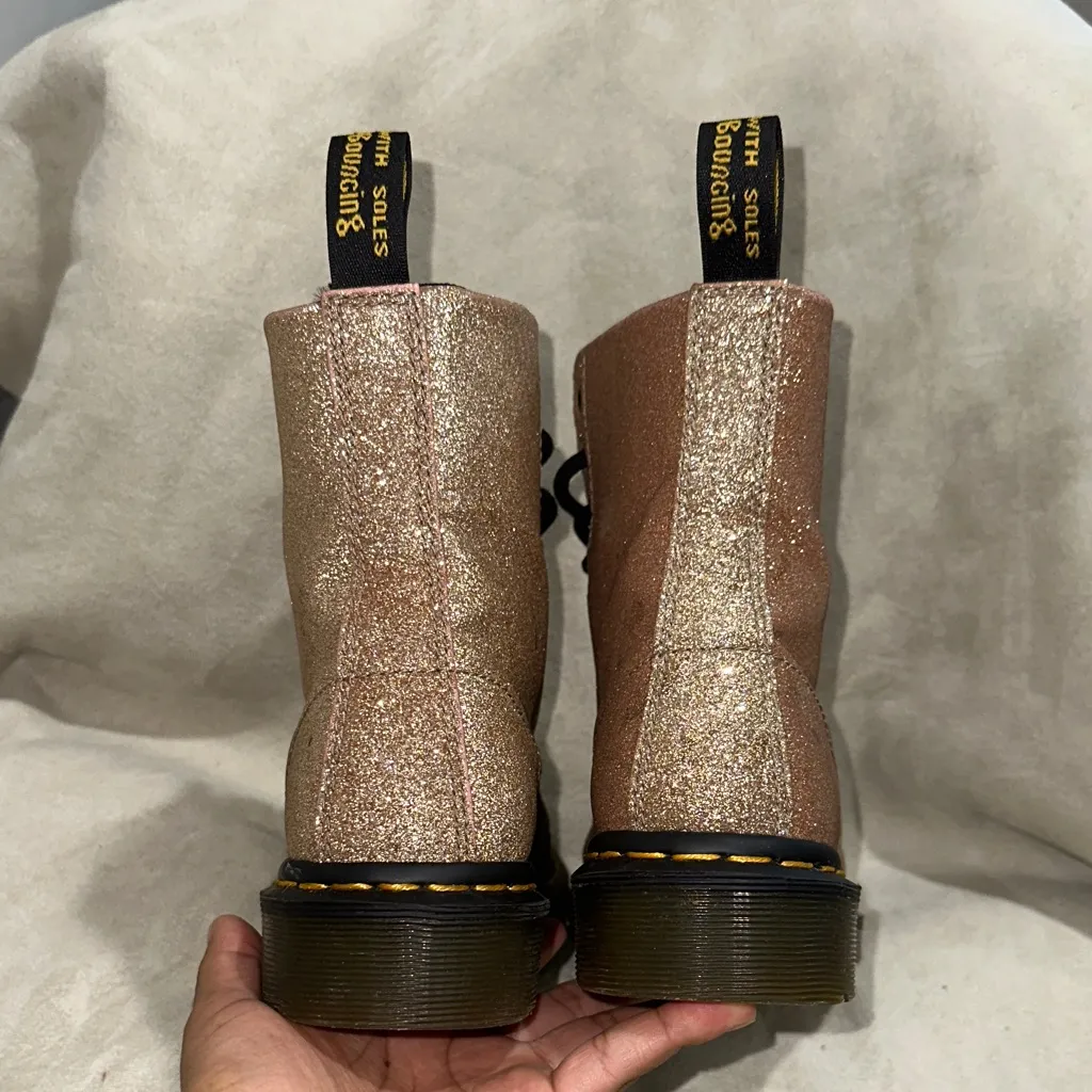 Dr. Martens  1460 Pascal Glitter Gold Combat Boots Us7 - Image 3