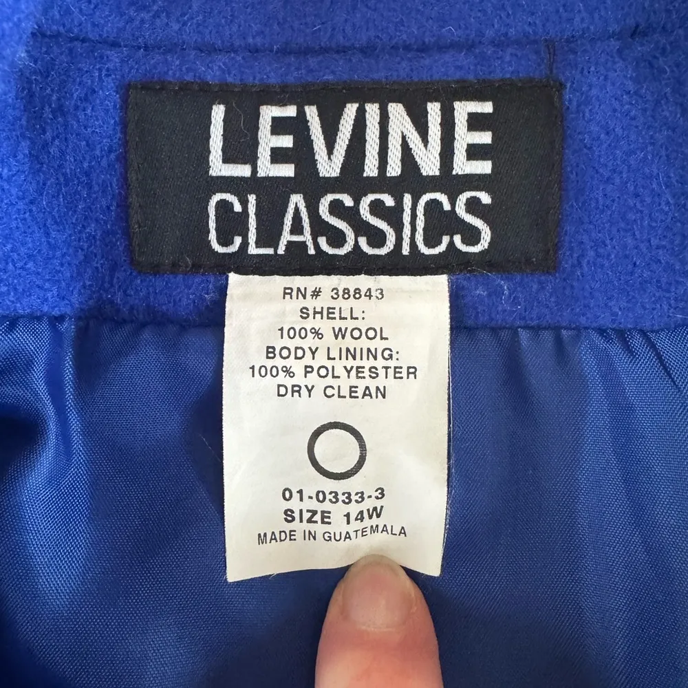 Vintage Larry Levine Classics Cobalt Blue 100% Wool Car Coat Dress Coat Sz 14 - Image 4