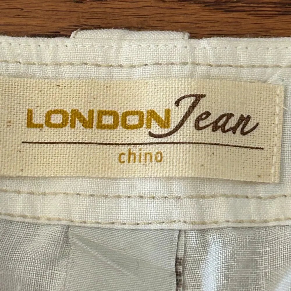 London Jean 100% Linen Chino Wide Leg Pants Jeans Mid Rise Size 4 Cream Preppy - Image 7