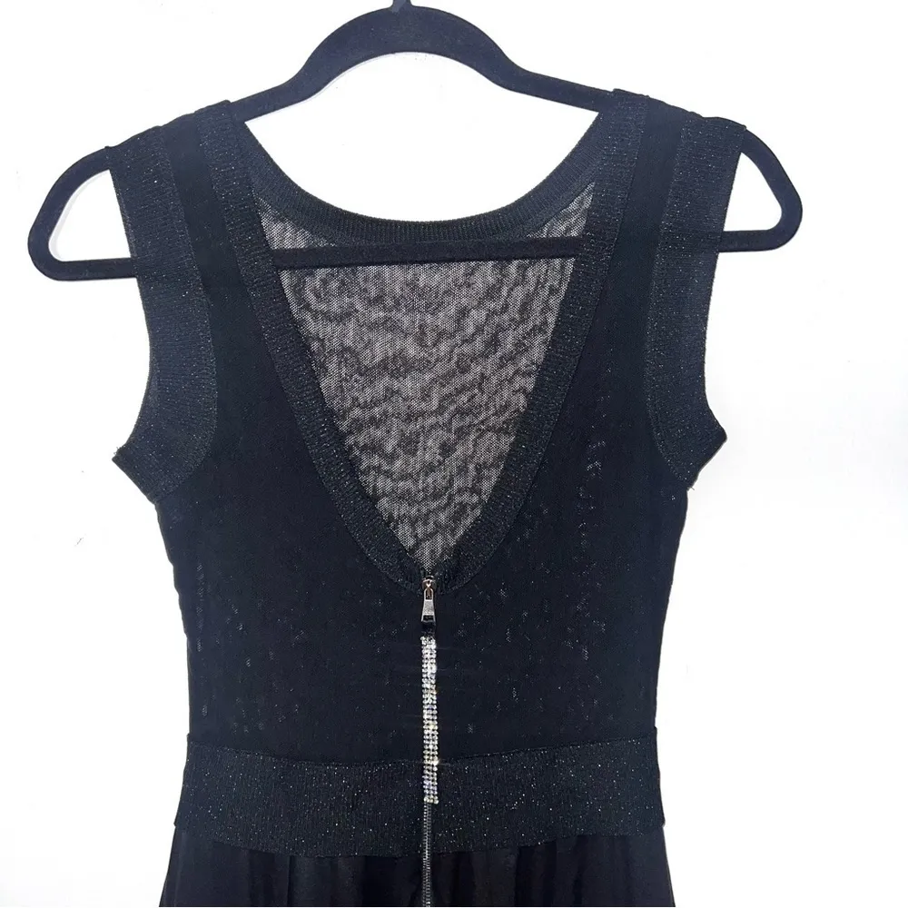 Dolce & Gabbana Black Silk Sparkly Sheer Satin Skirt Mini Dress - Image 9