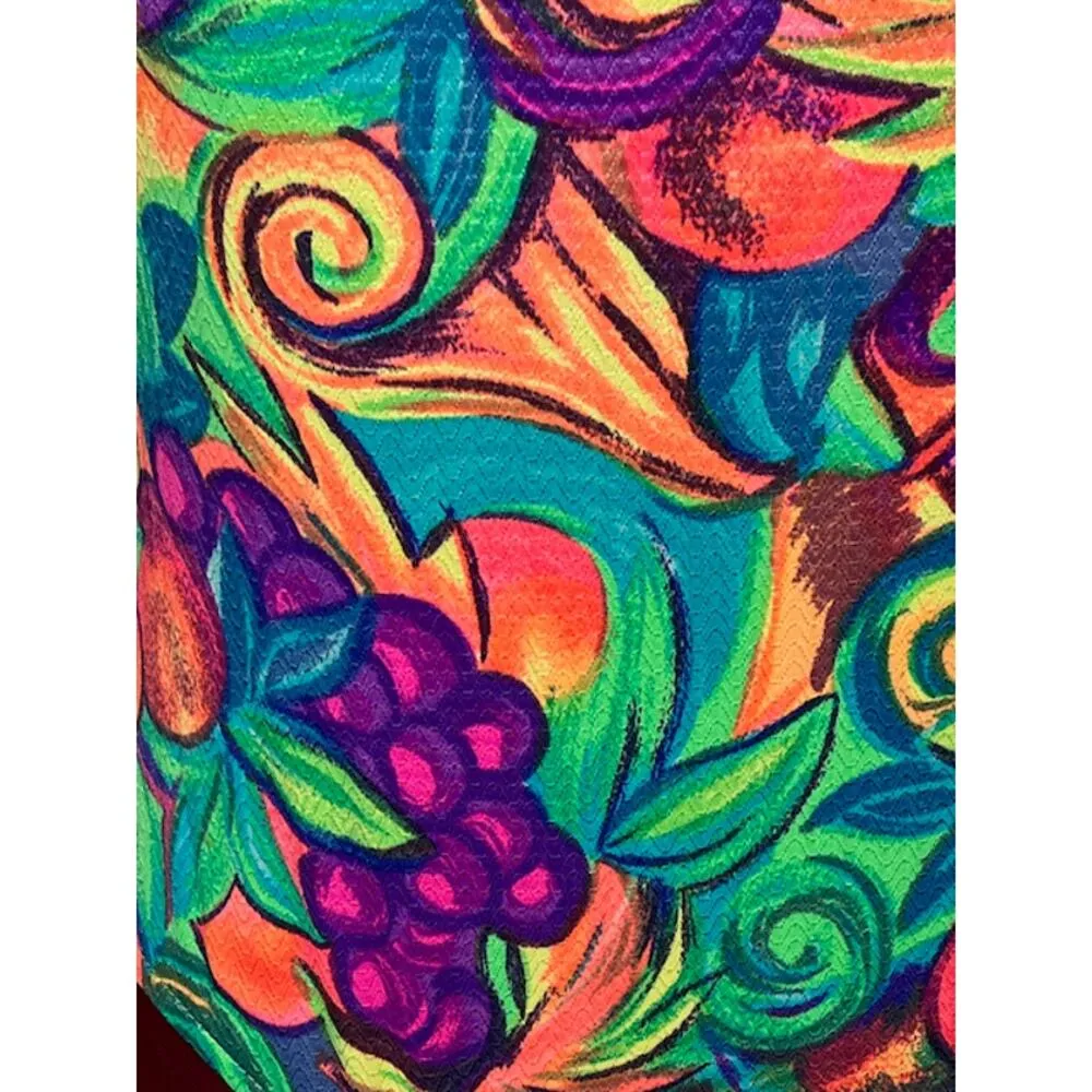 one piece swimsuit Vintage 1980s bright orange green purple - Image 2