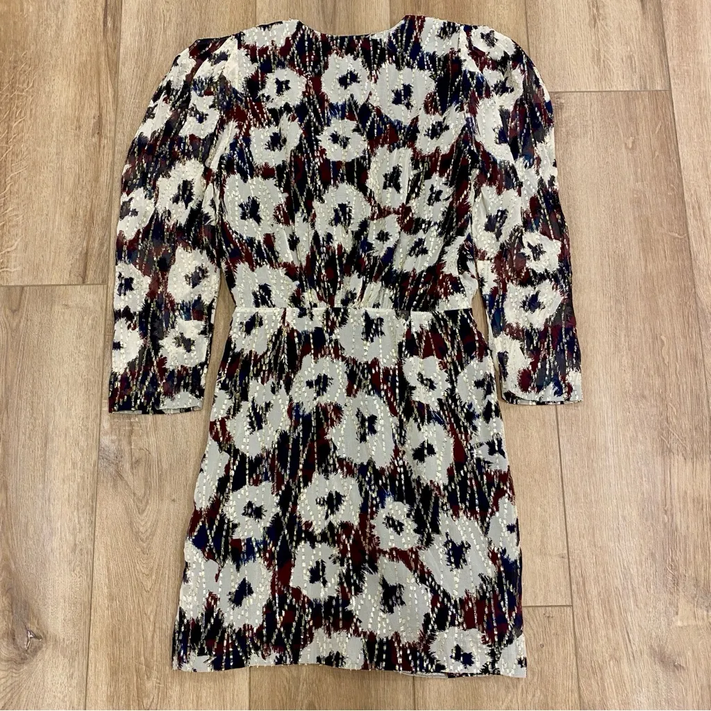 🌟BA&SH🌟 KIVY METALLIC FIL COUPE FLORAL WRAP EFFECT MINI DRESS SZ XS $495 - Image 6