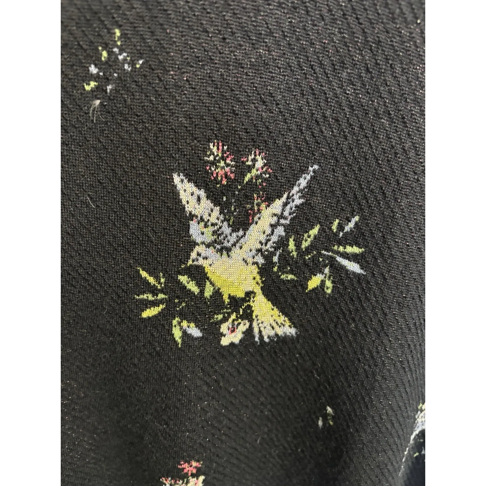 NWOT Anthropologie Aldo Martins Black Cherie Bird Floral Knit Dress Size Small - Image 7