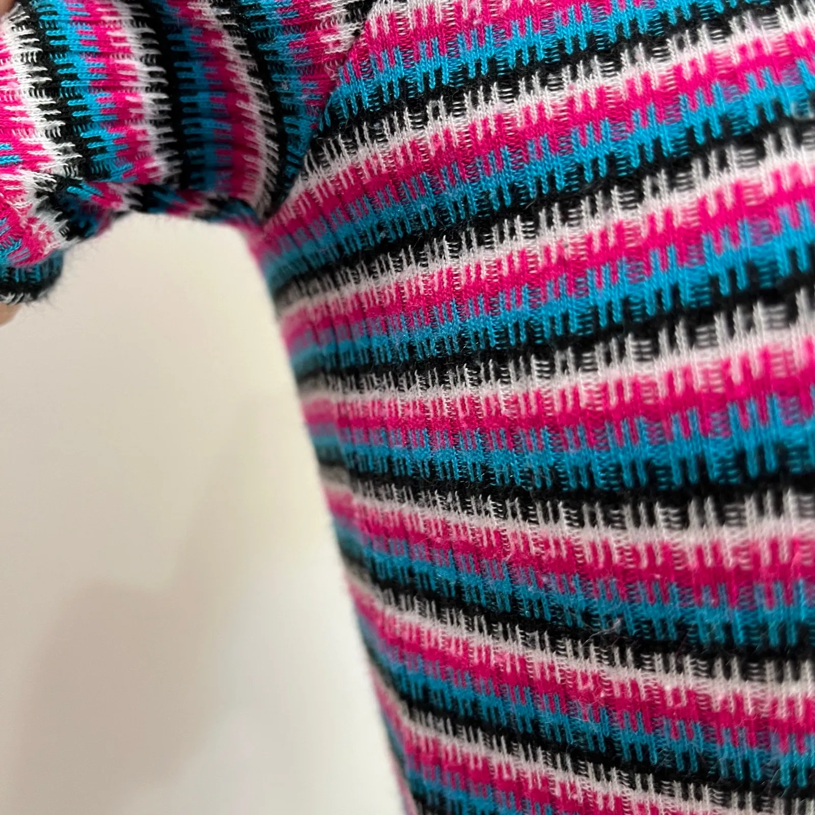 Y2K Vintage Striped Ribbed Cropped Half Zip Heart Charm Juniors Size L (12 - Image 6