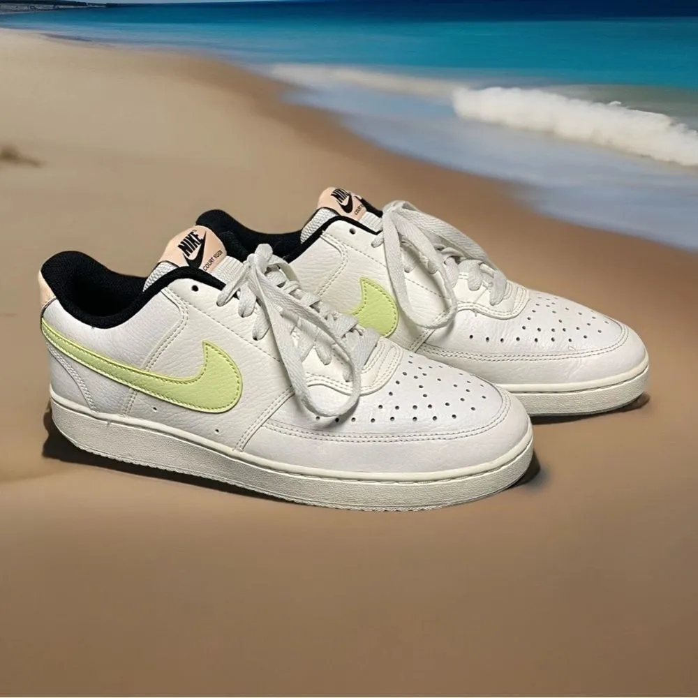 Nike Court Vision  White/Green Women's Leather Tennis Shoes Size 9 - Image 2