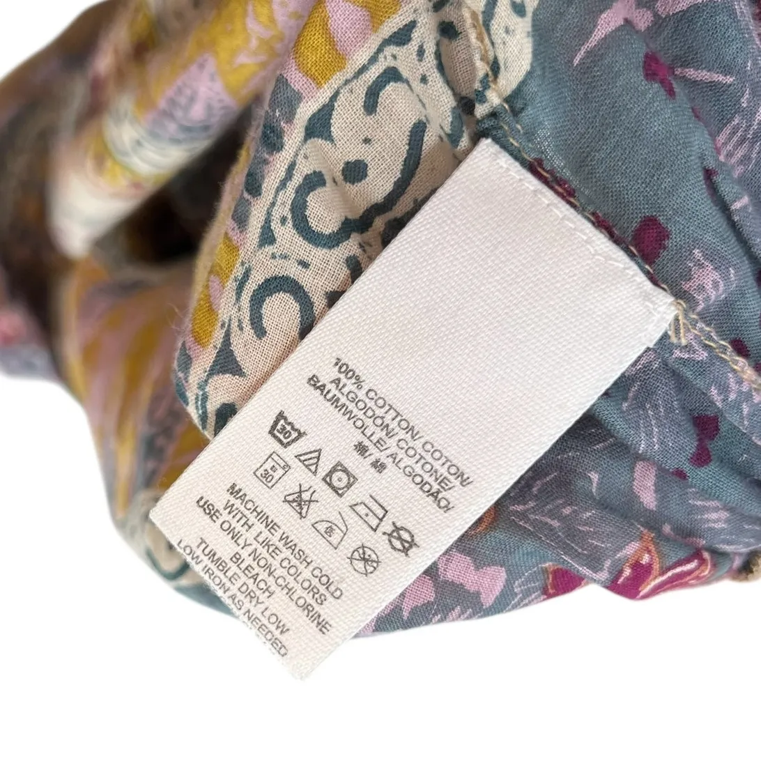 Free People Hold On Tight Gauze Pullover Top Hooded Floral Paisley XS Small‎ - Image 13