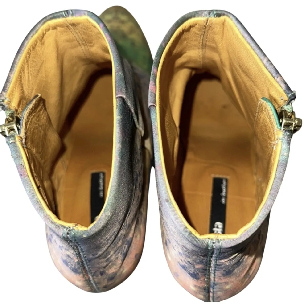 Val Tex Ankle Boots‎ Galaxy Print Leather Heel Booties EU 37 Brown Size 6.5 - Image 9