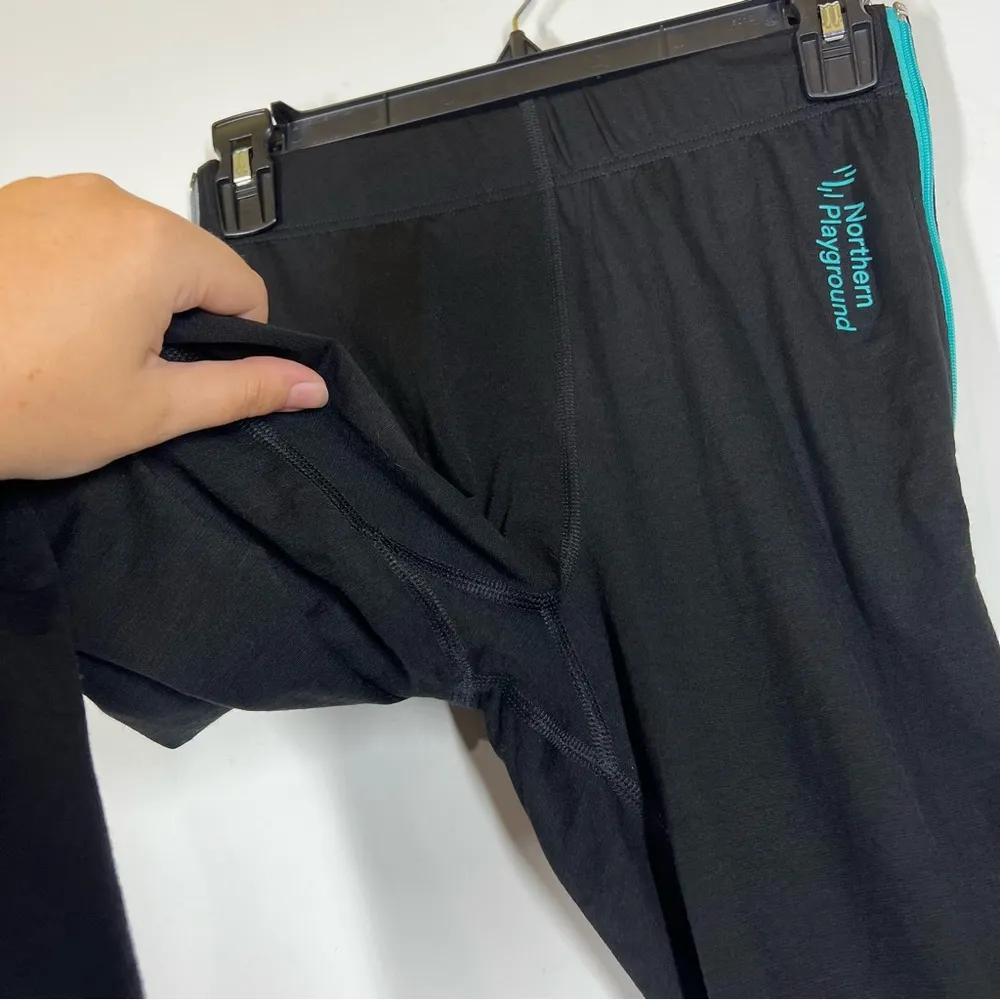 Northern Playground 3/4 Wool Ziplongs Leggings Size Small Black - Image 8