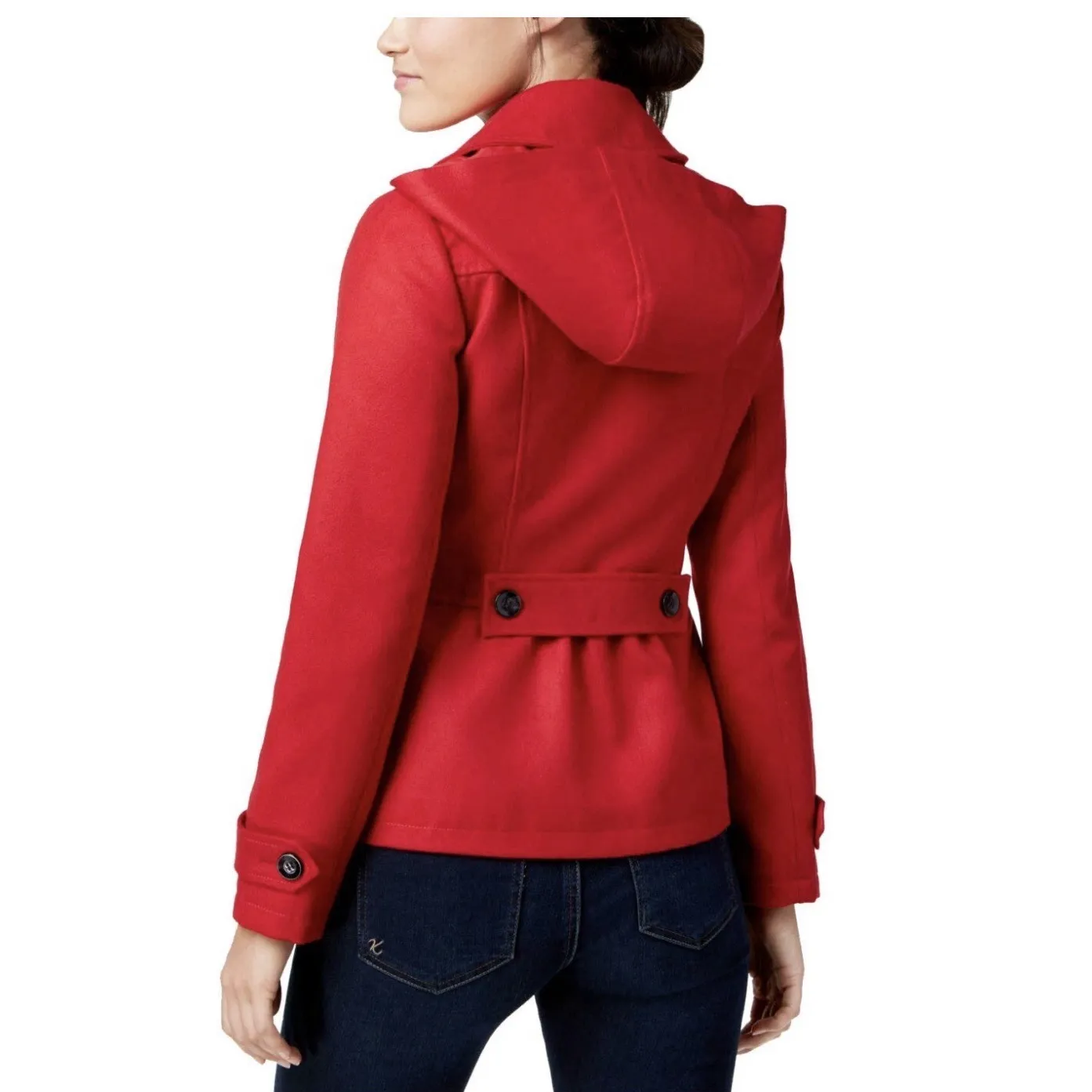Celebrity Pink Women's‎ Red Double Breasted Hooded Peacoat Jacket Size XL XS - Image 2
