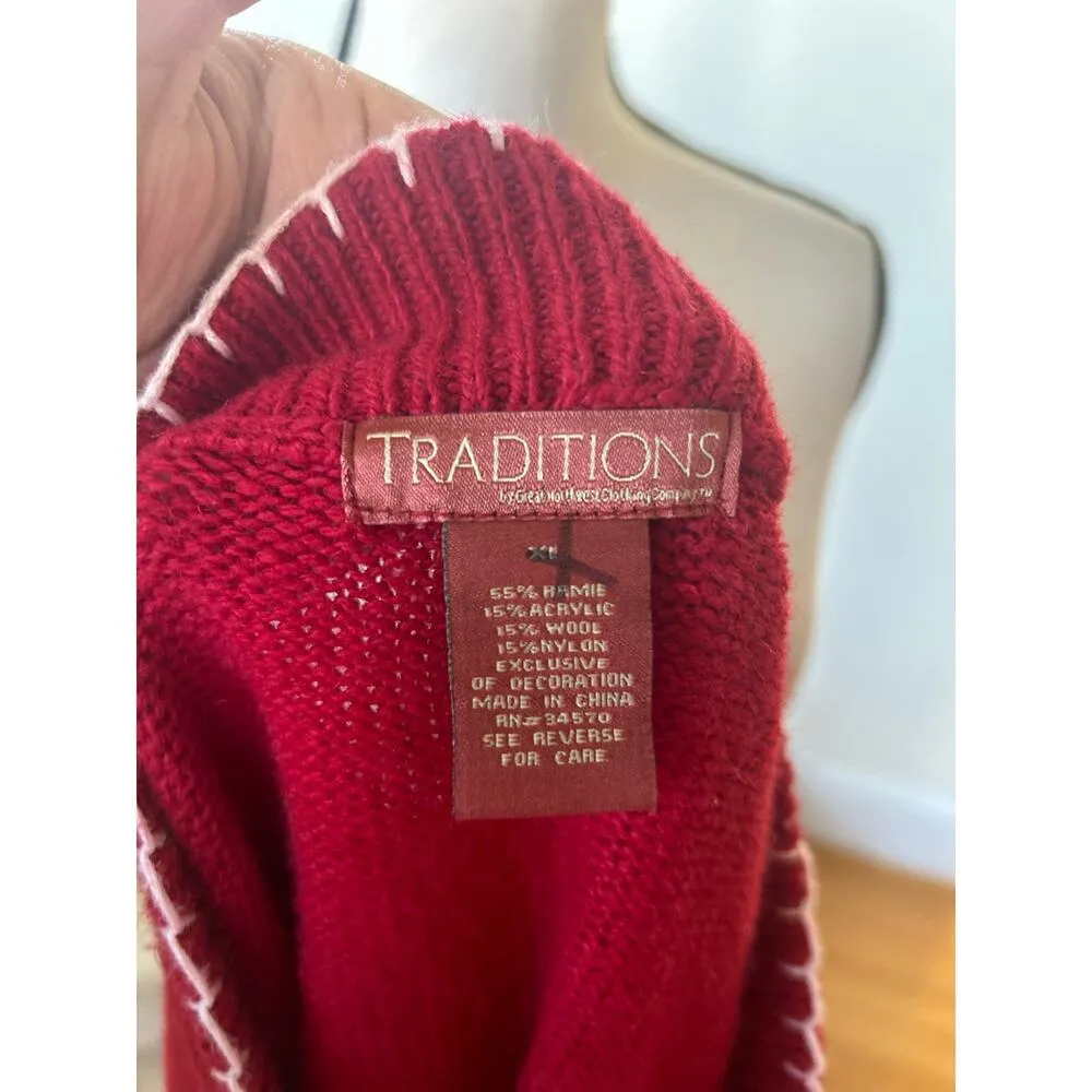 Vintage Patchwork Snowman Candy Cane Red Wool Blend Vest Size XL - Image 5