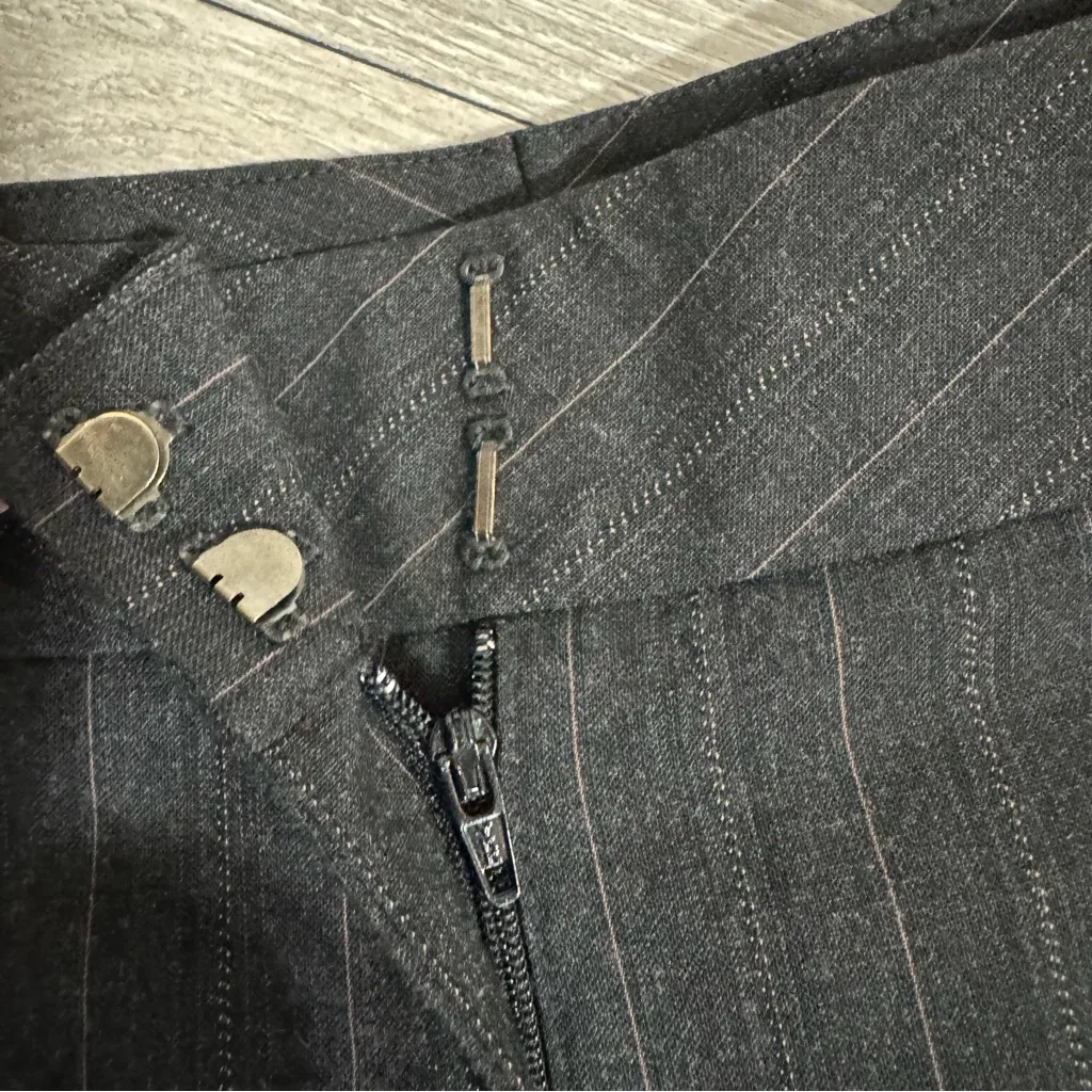 Classiques Entier Women Gray Stripped Mid-Rise Wide Leg Business Casual Pants 6 - Image 12