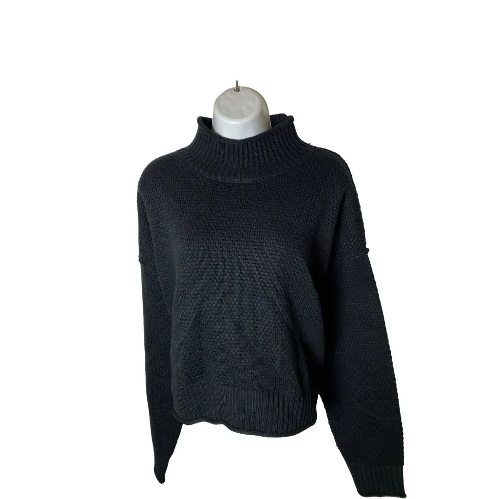 Double Zero Black Mock Neck Knit Turtleneck Sweater Size Large - Image 2