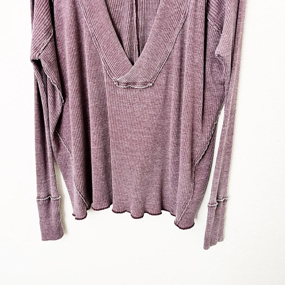 [Free People] Wine Purple Oceanview V-Neck Long Sleeve Oversized Thermal Top XS - Image 7