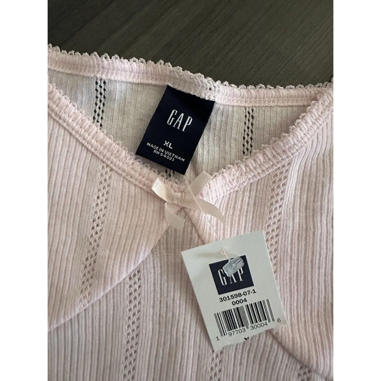 Y2K GAP Pink Cami Tank Top w Bow And Lace Size XL (2005 Vintage NWT) Bella Swan‎ - Image 3