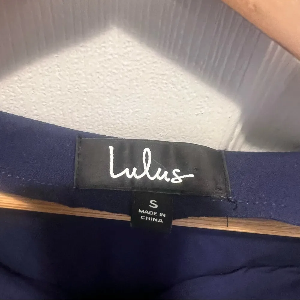 Lulus navy blue zip up tie waist romper - Image 8