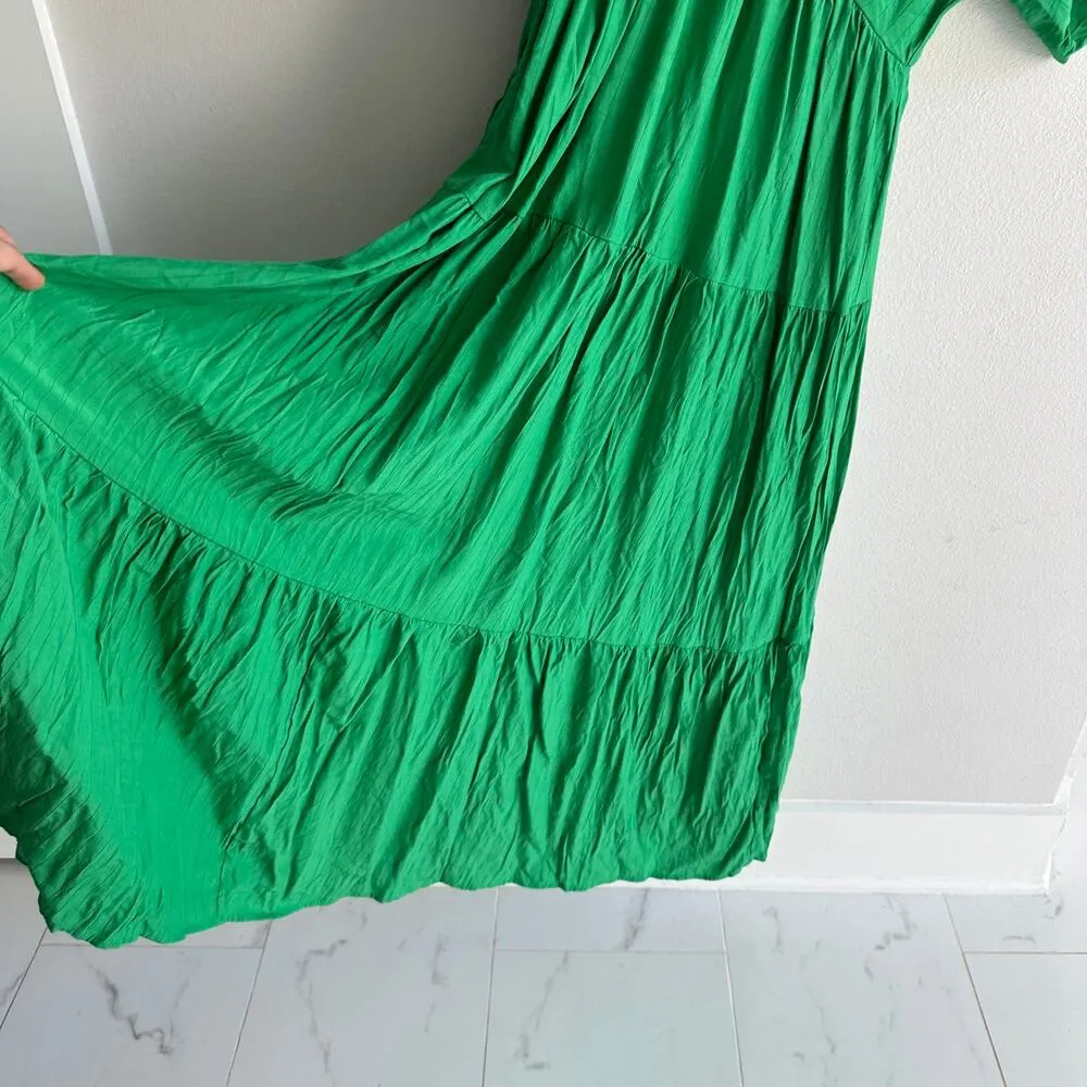 Entro Green Maxi Tiered Dress Size Medium - Image 3
