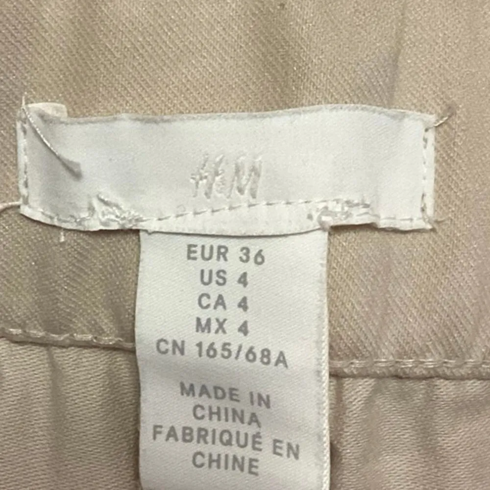 H&M Women's Linen White Business Wide Straight Leg Dress Trousers Pants Size 4 - Image 4