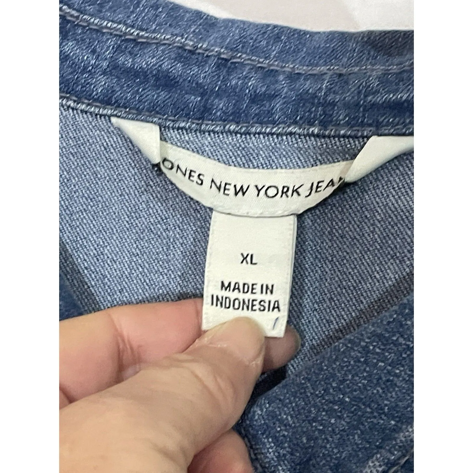 Jones New York Jeans Jacket Womens XL Trucker Denim Blue - Image 5