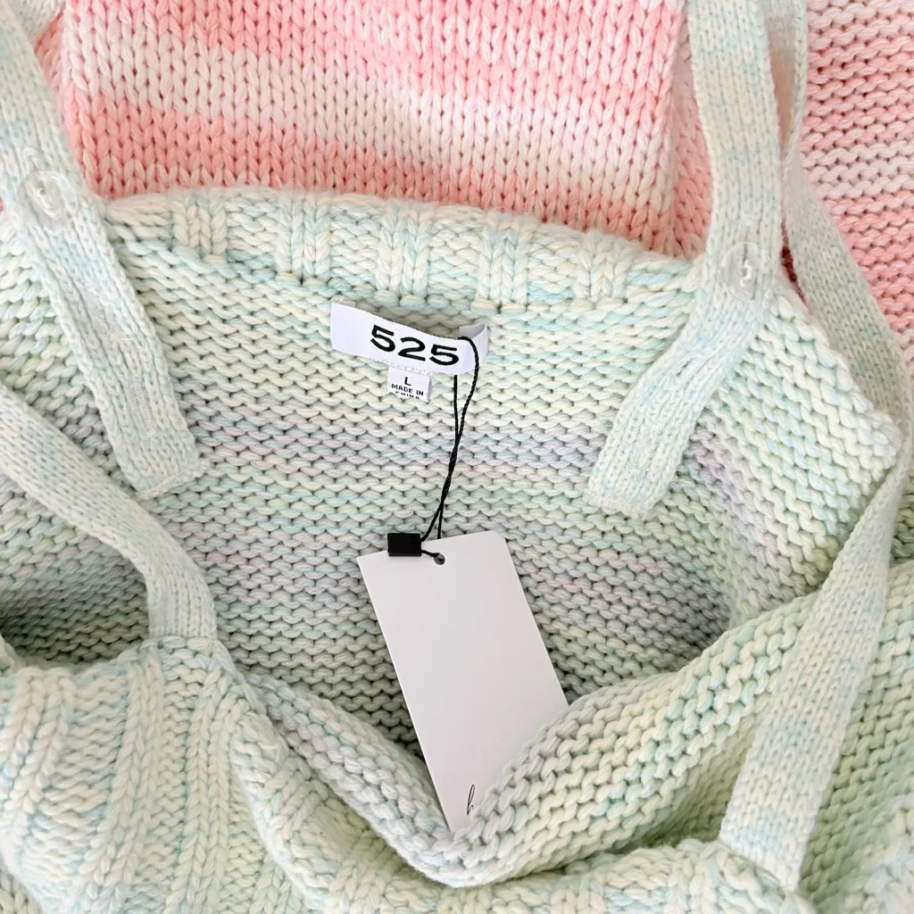 New 525 AMERICA Ombre Knit Midi-Dress Square Neck Sleeveless Size L - Image 14