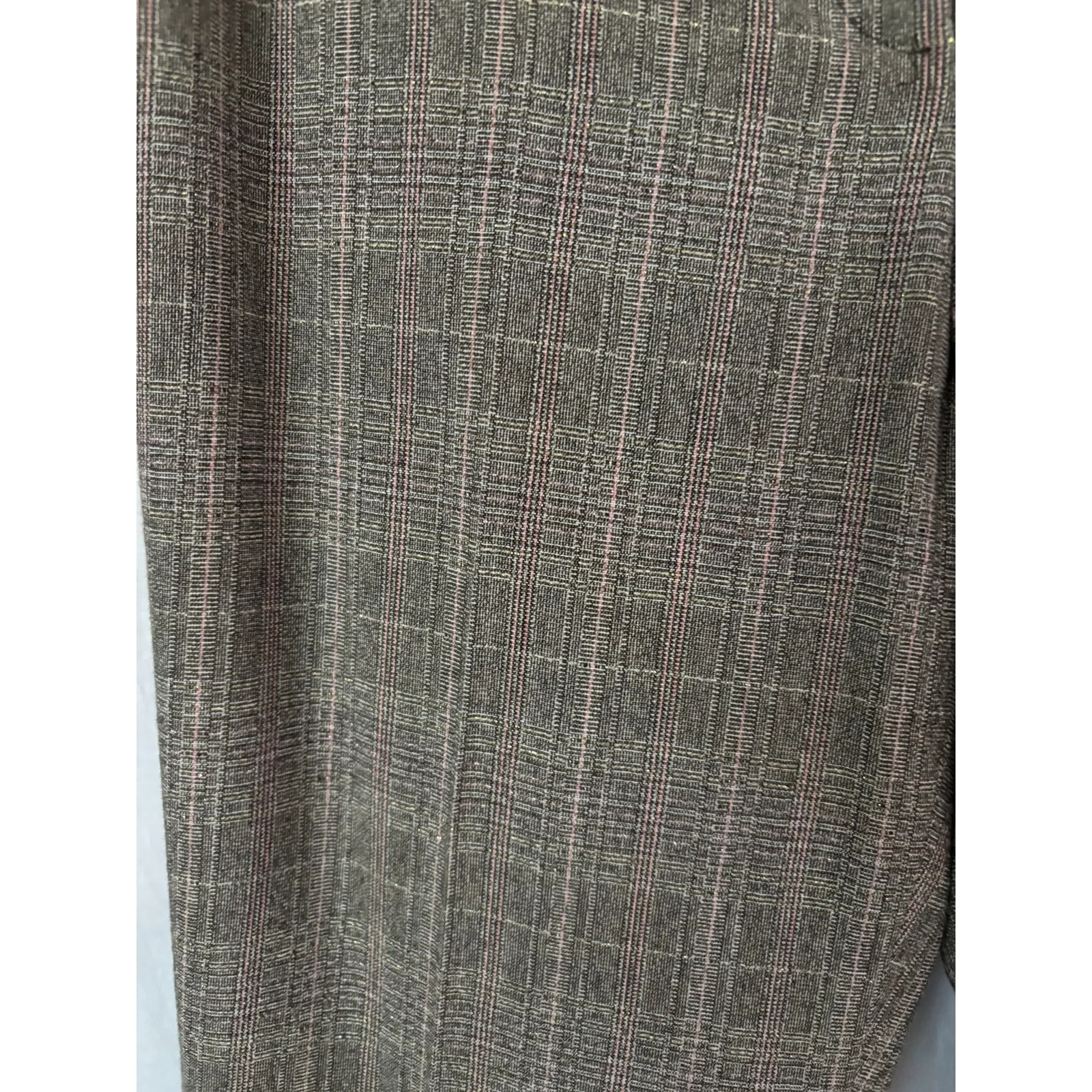 Etcetera Gray Multi Metallic Stripe Cuffed Trouser Pant Lined Wool Blend Sz 10 - Image 3