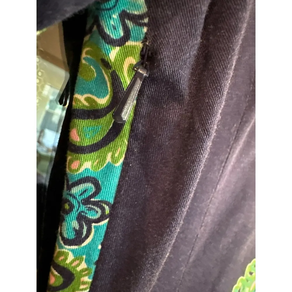 Lilly Pulitzer Blue Cotton Belted Shift Dress Size 6 Green Navy Short Sleeves - Image 5