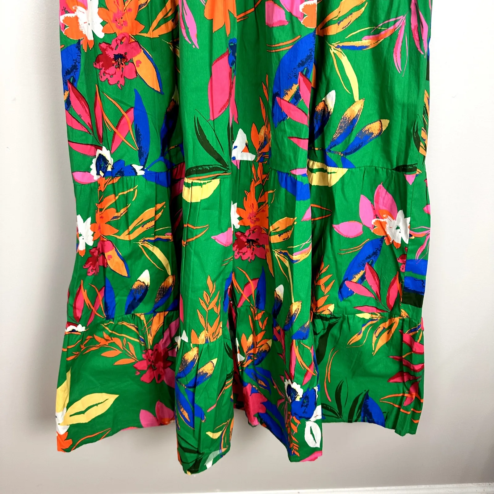 J Crew Factory Tall Printed Tiered Halter Midi Dress Bright Clover Multi 12 NWT Green - Image 10