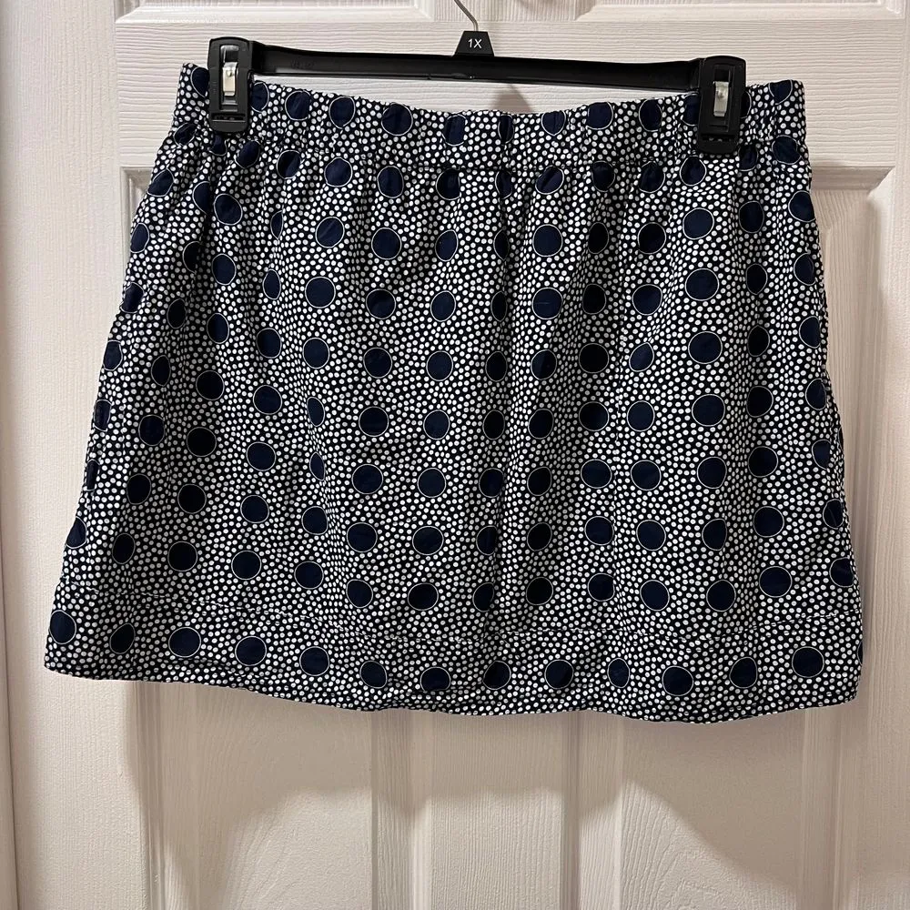 J.Crew Navy‎ Blue & White Polka Dot Mini Skirt Summer Casual Skirt-SZ L - Image 2