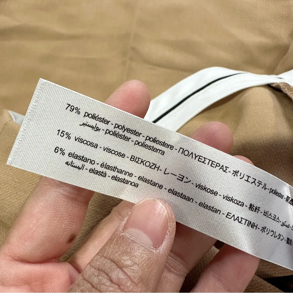 Zara Women’s High Waisted Wide Leg Menswear Trouser Pants in Camel L - Image 13