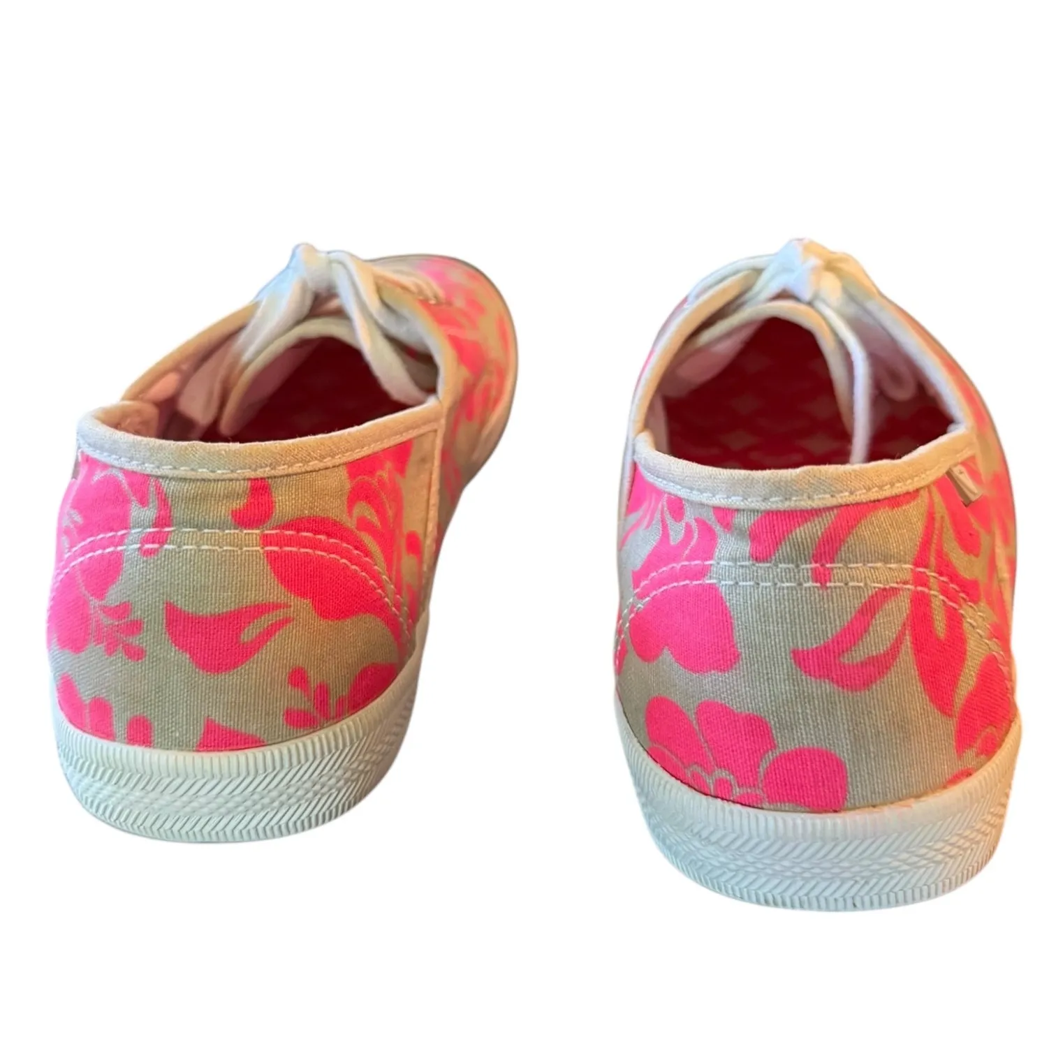 Roxy Pink Gray Floral Lace Up Sneakers Shoes Size 10 - Image 5