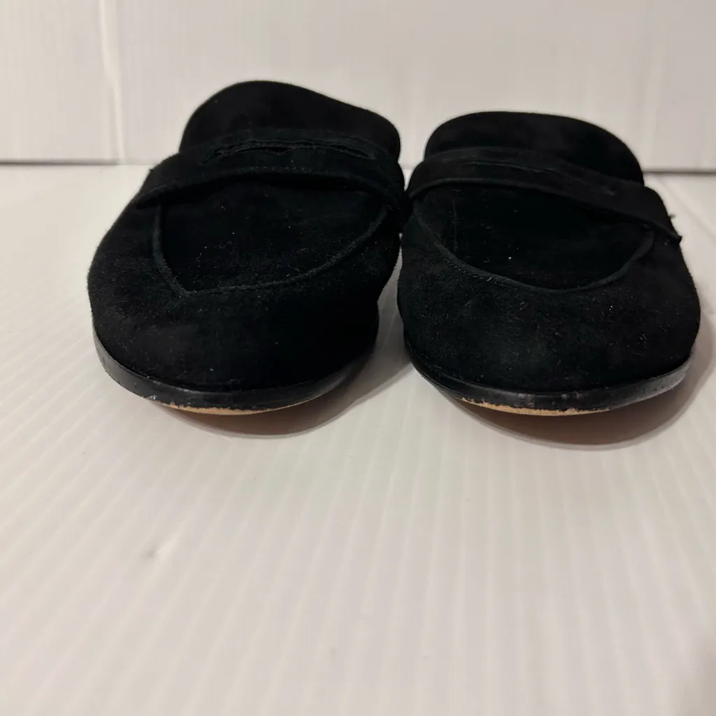 Anne Taylor black suede pointy toe slide flat mules shoes women size 8 1/2 M - Image 4