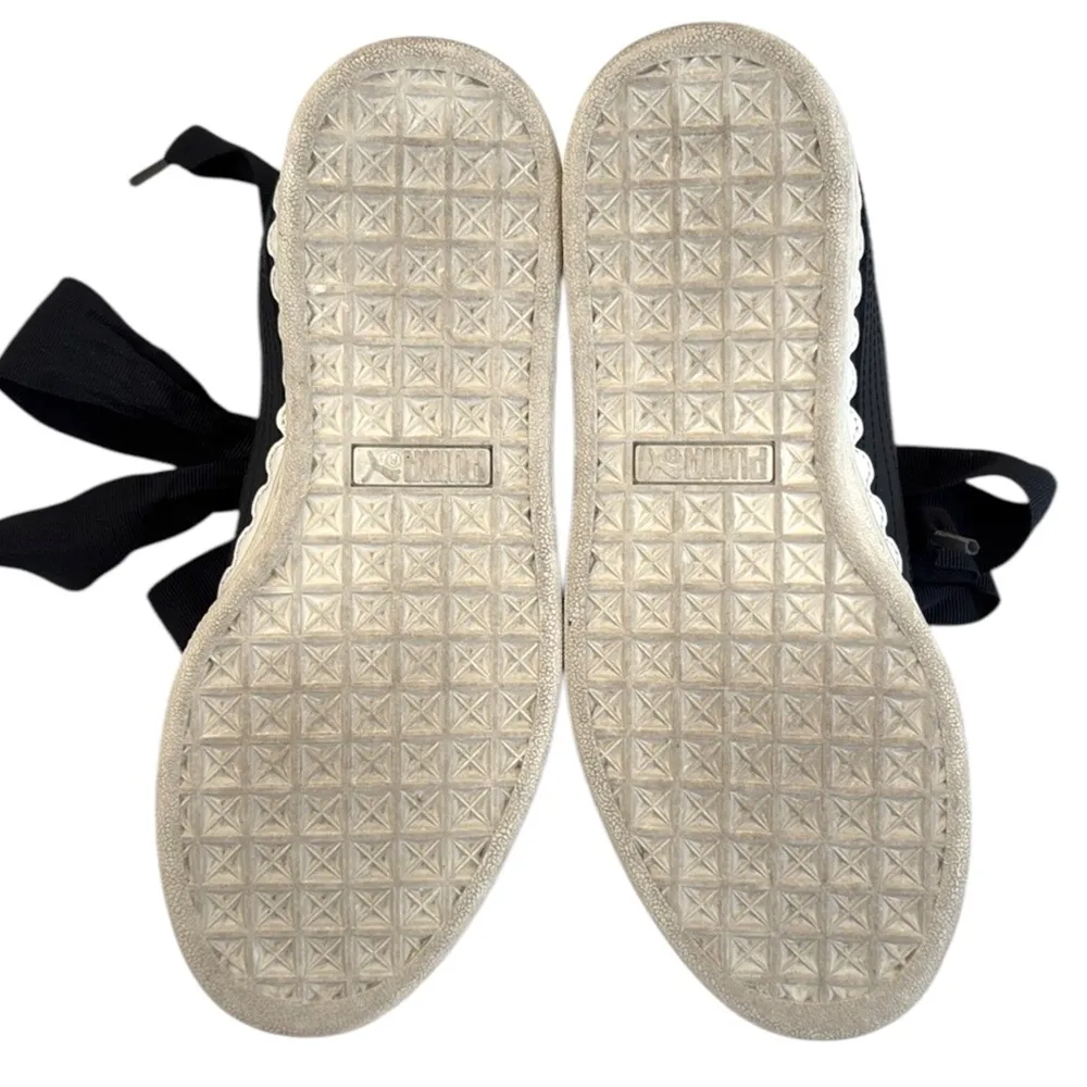 EUC Puma Basket Heart Scallop Sneakers Black Size 6 - Image 10