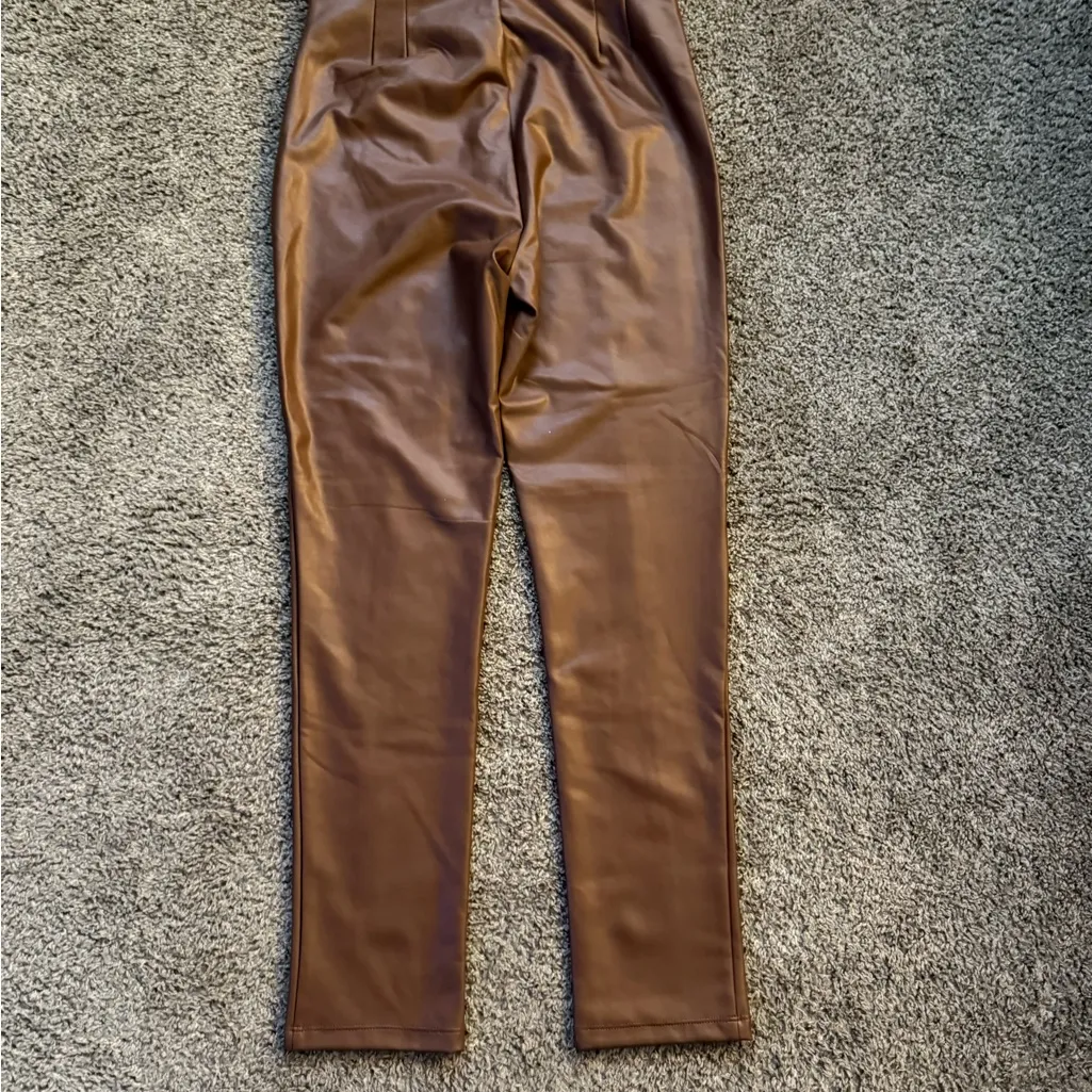 Shinestar Brown Faux Leather Skinny Pants Women’s Sz XL - Image 6