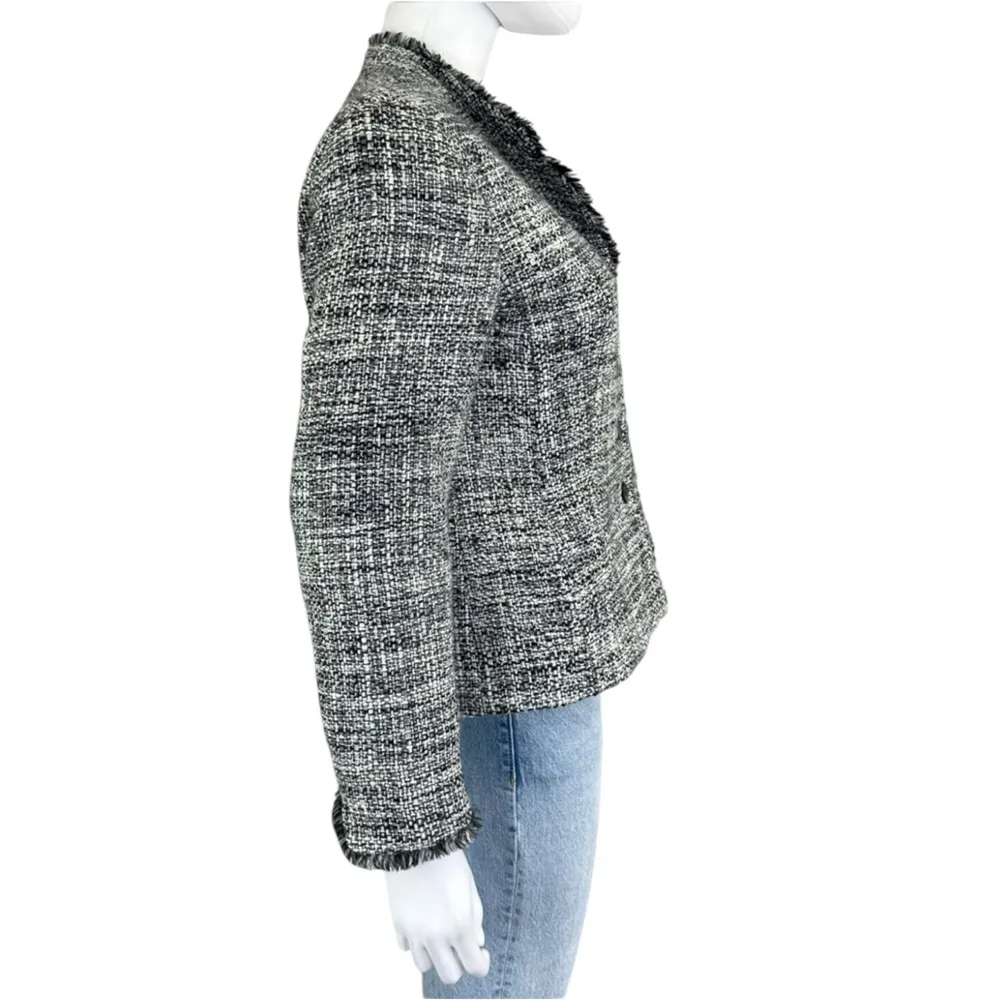 Talbots WOOL BLEND Black and White Tweed Blazer Size 6 - Image 4