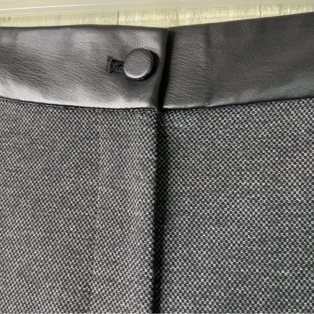 Calvin Klein Size 20W Black Dress Faux Leather Waist Slim Gray Leg Pants Pockets - Image 4